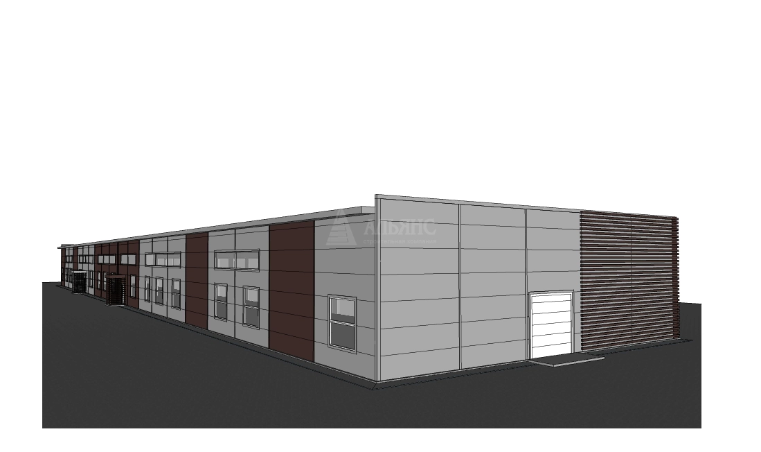 3D визуализация Склад-ангар с АБК из сэндвич-панелей - фото 13