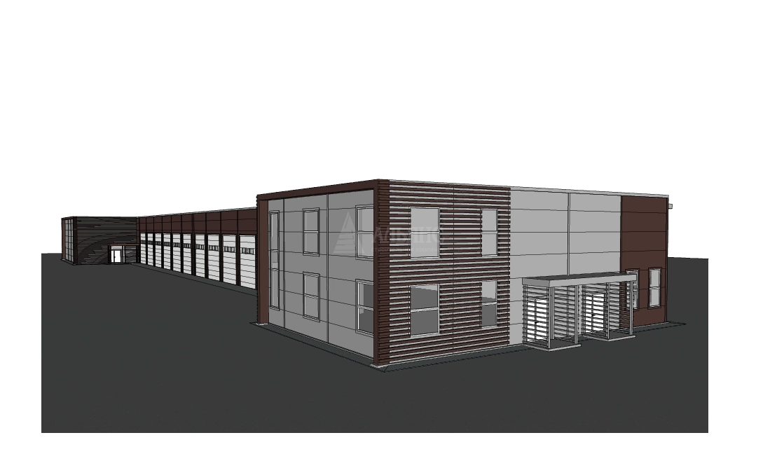 3D визуализация Склад-ангар с АБК из сэндвич-панелей - фото 11